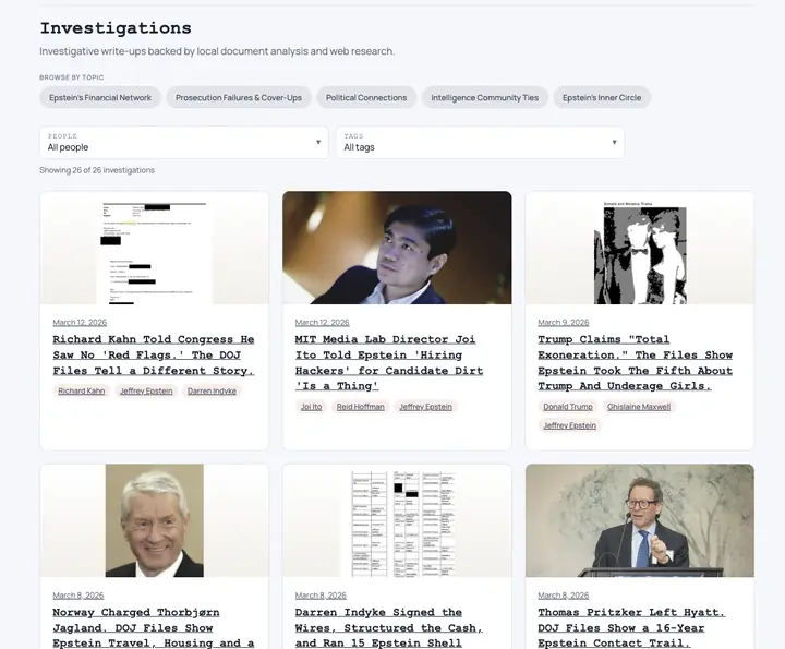 Preview of the Investigations page