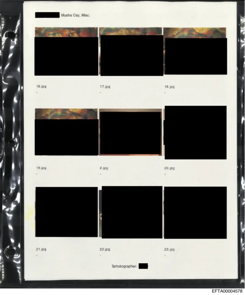 Redacted photo-collage page from DOJ file EFTA00004577.