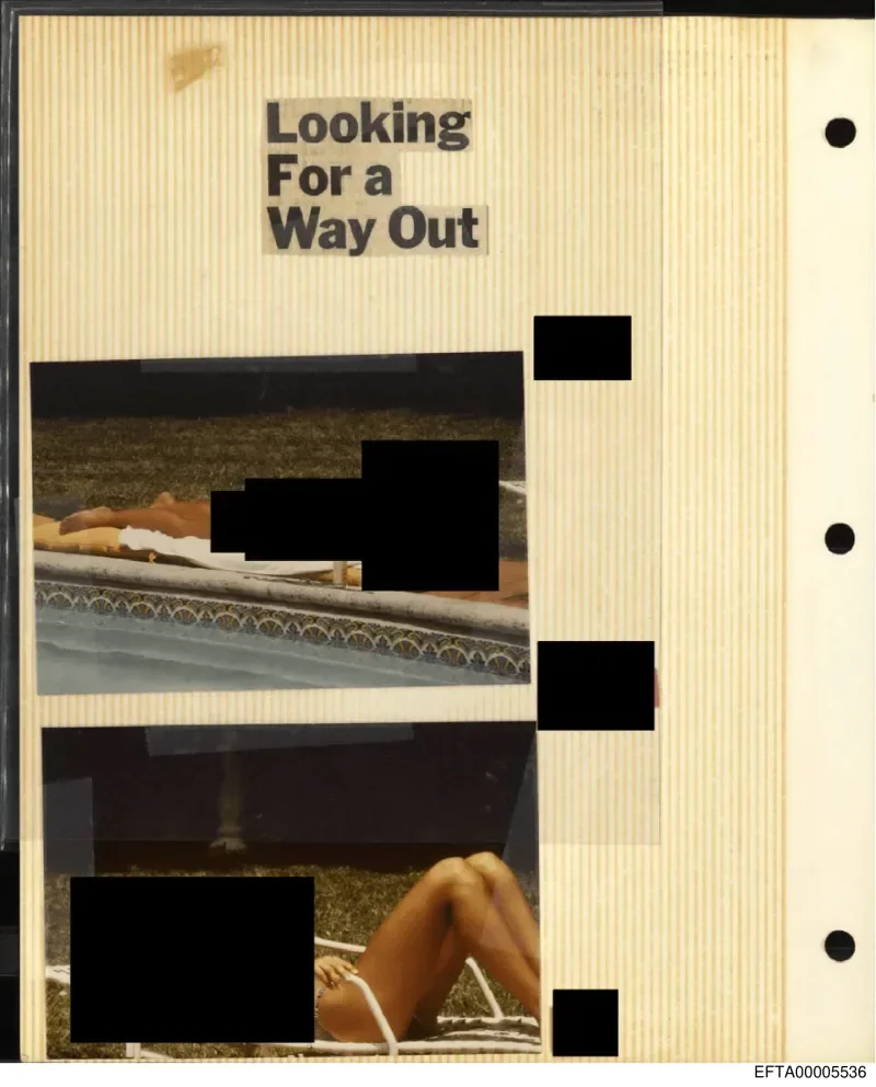 Redacted scrapbook page from DOJ file EFTA00005536.