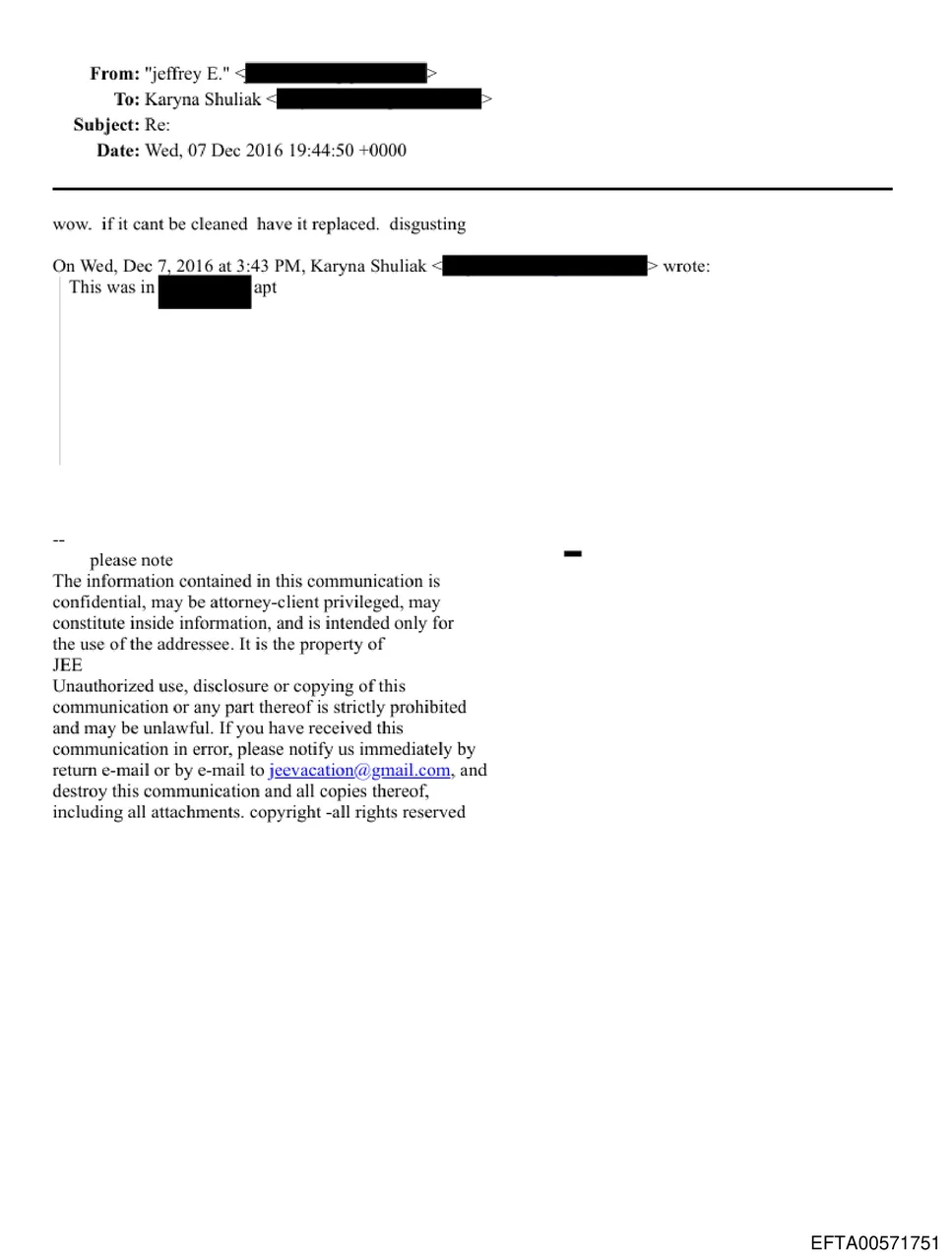 Email about cleaning and replacing items